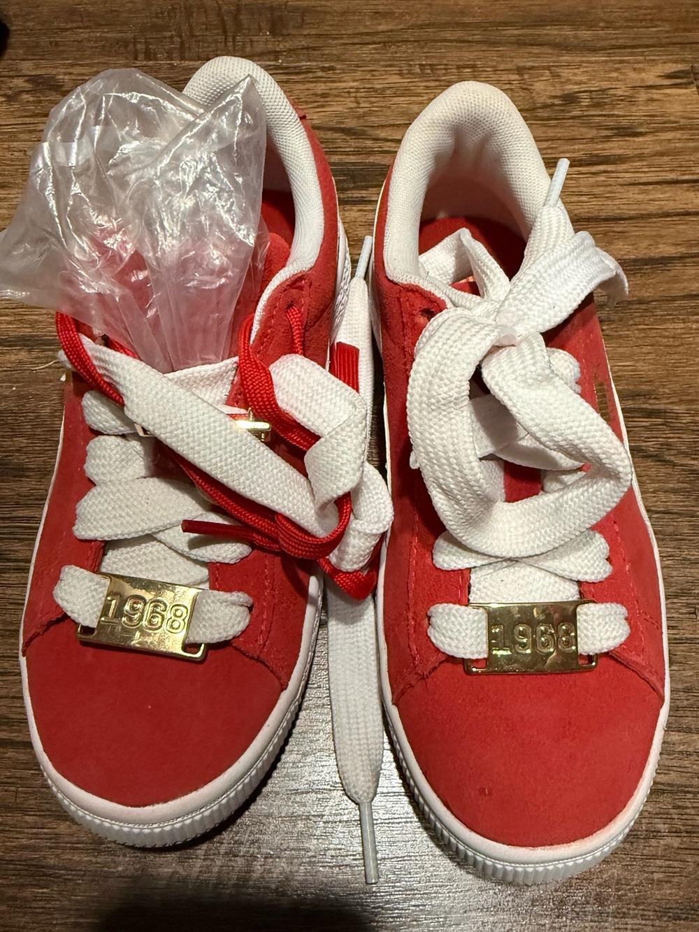 PUMA Suede Classic B-Boy Red White 1968 Gold Kids Sneakers Size 2C